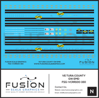 N Scale Ventura County GW Railroad EMD Locomotives Decal Set