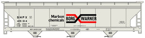 Accurail HO 81372 ACF 3-Bay Covered Hopper Kit, Borg Warner "Marbon Chemicals" (SHPX) #46194