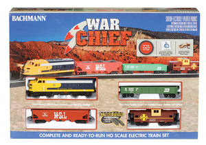 Bachmann HO Scale War Chief Diesel Freight Set, Atchison Topeka and Santa Fe Starter Set